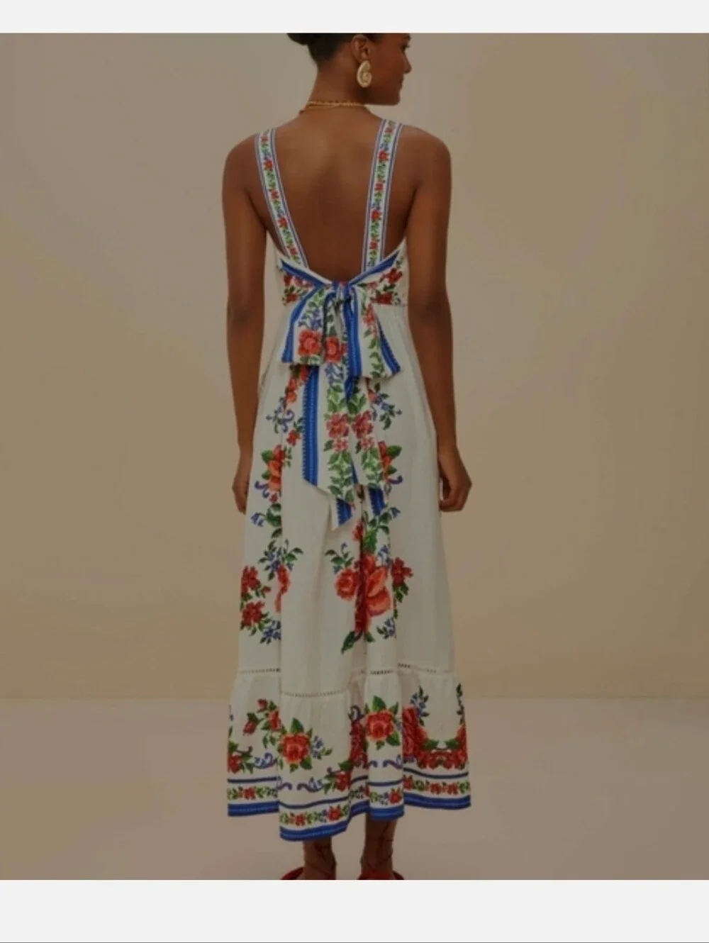 Farm Rio Off-White Flower Tapestry Maxidress